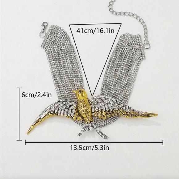Crystal-Encrusted Silver Swallow Choker - Picture 7 of 7